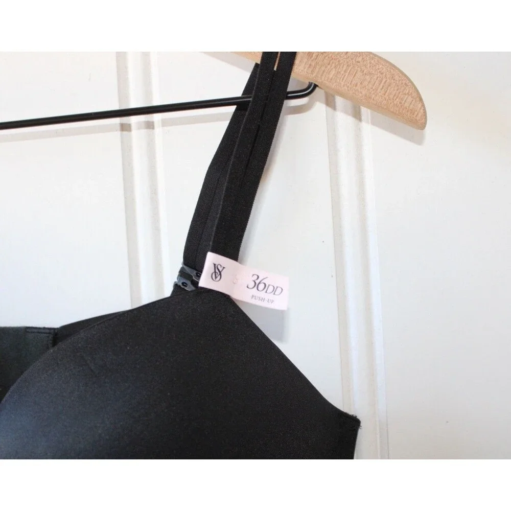 Victoria’s‎ Secret Very Sexy Push Up Bra Size 36DD Black Plunge Underwire Smooth